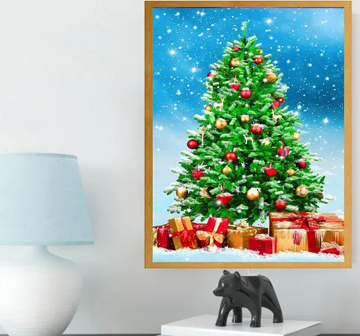 Painting diamante senza cornice Natale con stampa dell'albero