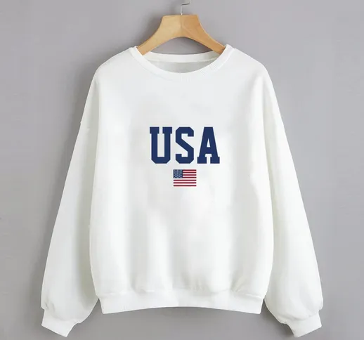 da ragazze Pullover bandiera americana e con grafica lettera