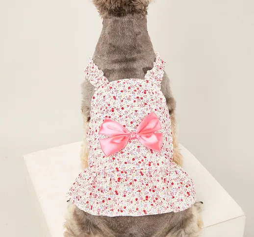 Vestito per animali domestici con decorato fiocco con stampa floreale