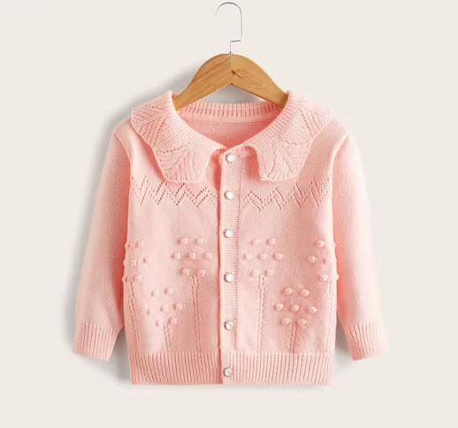 da bambine Cardigan monocolore colletto per bambole con bottone