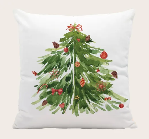 Federa per cuscino senza riempitivo Natale con stampa dell'albero