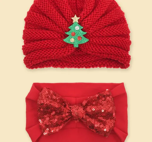 2 pezzi neonato Natale Decorazione dell'albero cappello & Fascia capelli