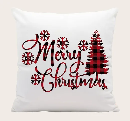 Federa per cuscino senza riempitivo Natale con grafica albero e slogan