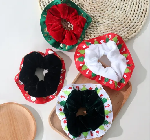 da bambine 4 pezzi Elastici scrunchie Natale con stampa dell'albero