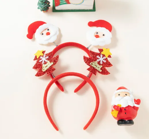 2 pezzi Fascia capelli albero di Natale & Babbo Natale