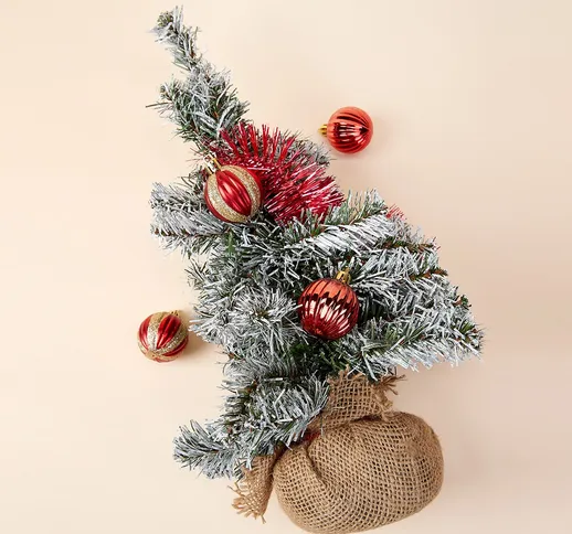 Albero di Natale Fai da Te 4 Palline da appendere —Rosso e oro glitterato