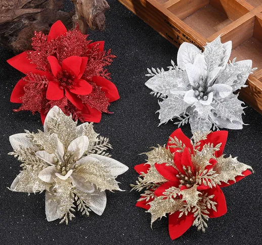 4 pezzi decorazione albero di Natale fiore