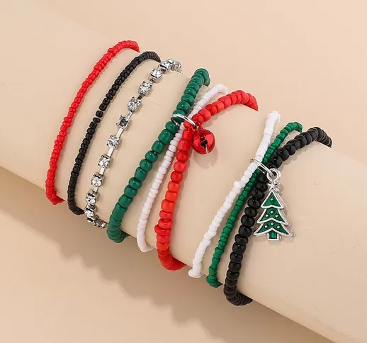 5 pezzi Braccialetti albero di Natale ciondolo