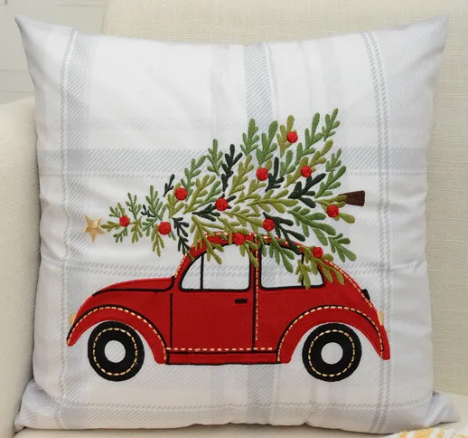 Federa per cuscino albero di Natale & auto