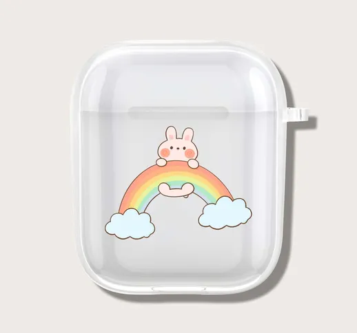 Custodia per Airpods fumetto con modello coniglio & arcobaleno