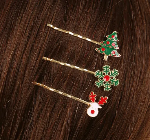 3 pezzi Fermaglia per capelli albero di Natale decorato