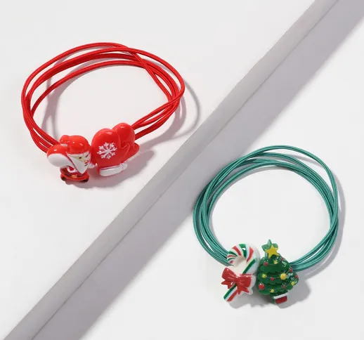 2 pezzi elastici per capelli Babbo Natale & Decorazione dell'albero