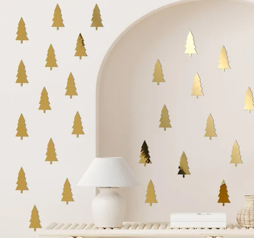 18 pollici Adesivo da parete con superficie a specchio albero di Natale a forma di