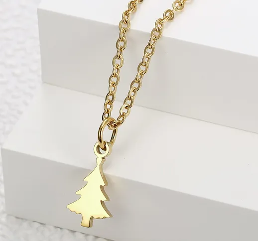 Collana di fascino placcato oro 18K albero di Natale