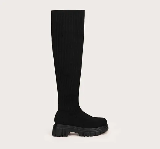 Stivali altezza ginocchio minimalista con dettaglio maglia