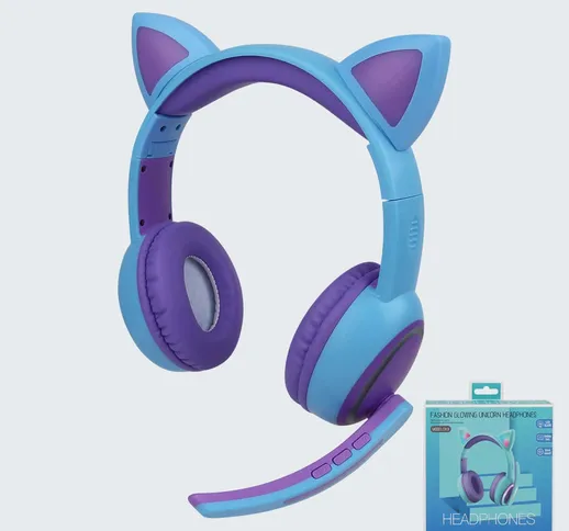bambini Auricolare Orecchio di gatto design Luminoso Bluetooth senza fili