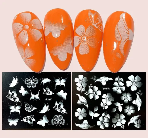 1 foglio adesivo per unghie arte fiore & farfalla motivo sfumato