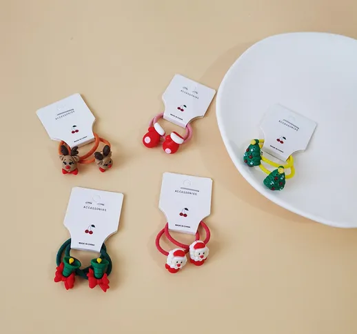 10 pezzi elastici per capelli albero di Natale decorato da bambine da bambine