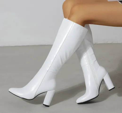 Stivali altezza ginocchio minimalista tacco grosso