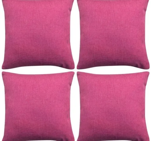 Cuscino Coperture 4 pezzi Lino-look Rosa 50x50 cm