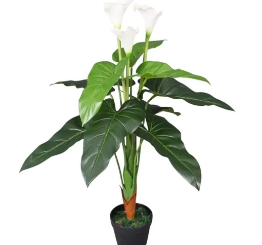 Impianto di Calla artificiale con vaso 85 cm bianco