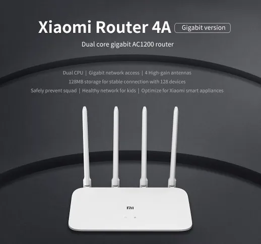 Ripetitore WiFi Xiaomi Router 4A Gigabit versione wireless WiFi 2.4GHz 5GHz Dual Band 1167...