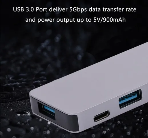 6IN1 HUB multi-port da Type-C a USB 3.0 Type-C 4K Convertitore adattatore SD TF Card Reade...