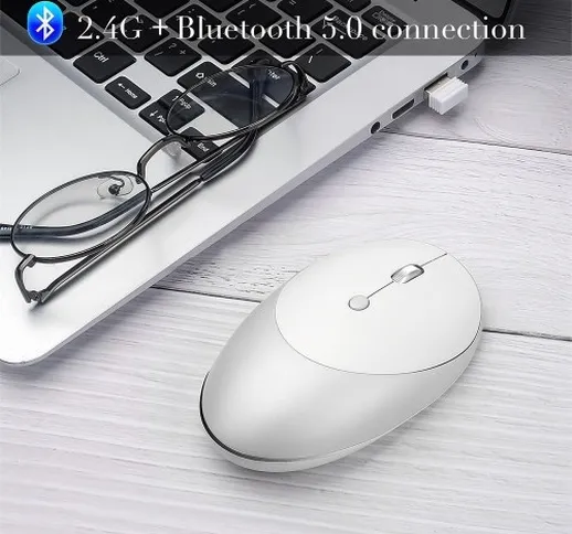 HXSJ T36 Tre modalità BT 3.0 + 5.0 + 2.4G Mouse wireless Silm Design Mouse ricaricabile ot...