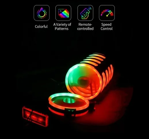 Ventola del radiatore del computer Custodia da 12 cm Raffreddamento RGB Illuminazione fred...