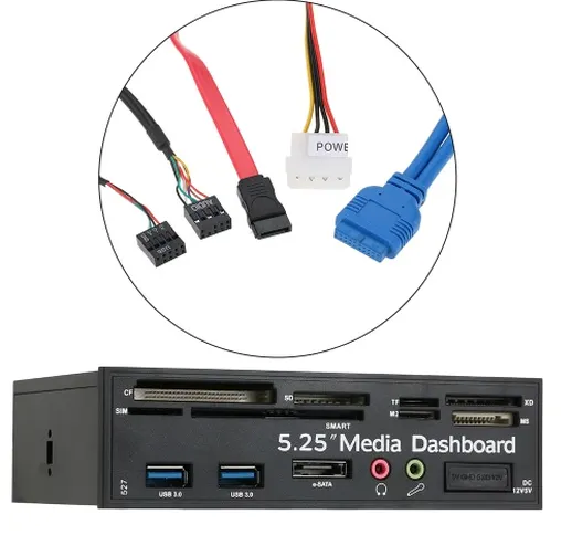 Scheda di memoria multifunzione USB 3.0 Hub eSATA Lettore di schede interne Dashboard PC M...