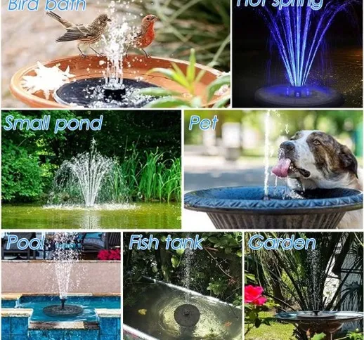 KKmoon Pompa per fontana solare 3W Fontana per vasca da bagno per uccelli da esterno alime...