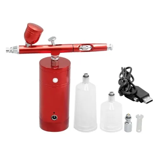 KKmoon Kit aerografo USB ricaricabile Kit compressore aerografo portatile Pompa spray Pist...