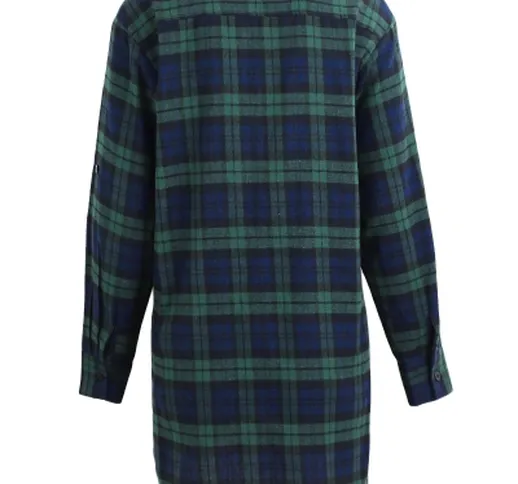 New Autumn Women Oversize Plaid Tartan Shirt Buttons Pocket Turn-down Collar Manica lunga...