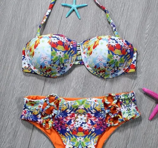 Bikini donna a due pezzi con stampa floreale colorata