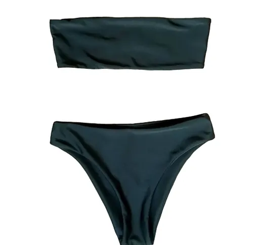 Bikini da donna a vita alta con spalle scoperte Costume da bagno intero con imbottitura pu...