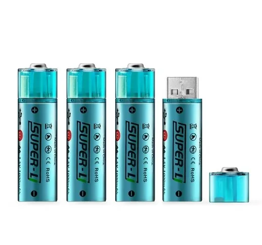 Batteria ricaricabile agli ioni di litio da 4PCS 1.5V 1000mAh USB