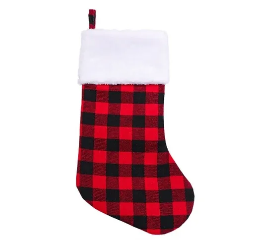 Calza di Natale Plaid appeso calze di Natale Decorazione per albero di Natale