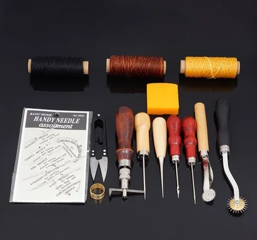 14 pezzi di strumenti artigianali in pelle
