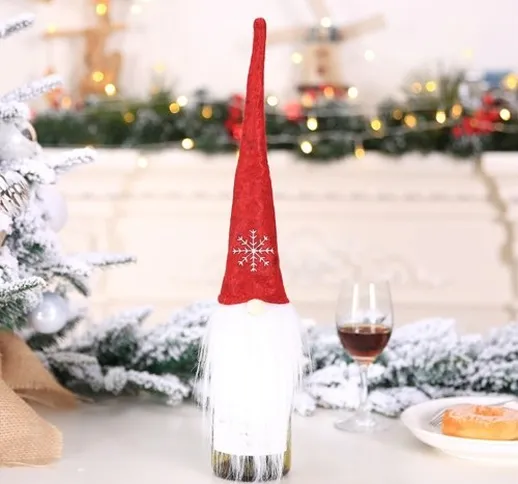 Copri bottiglia di vino natalizio Portabottiglie modello Babbo Natale