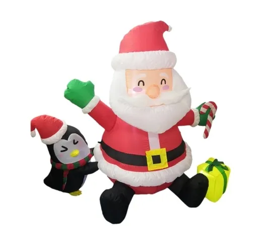 5FT Gonfiabili di Natale Babbo Natale e Pinguino LED Blow Up Natale Gonfiabili Babbo Natal...