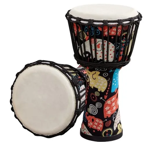 Tamburo a mano Djembe con tamburo africano da 8 pollici con motivi artistici colorati Stru...