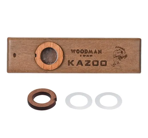 Kazoo in Legno Strumento Musicale Ukulele Guitar Partner Wood Harmonica con la Scatola del...