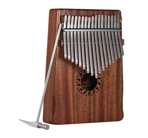 17-Key portatile Kalimba Mbira Thumb Piano in mogano in legno massello regalo strumento mu...