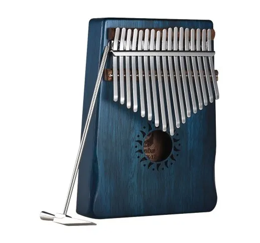 17-Key portatile Kalimba Mbira Thumb Piano in mogano in legno massello regalo strumento mu...