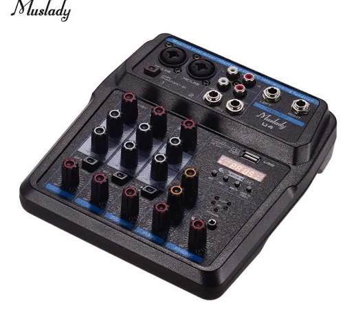 Muslady U4 Mixer audio portatile a 4 canali