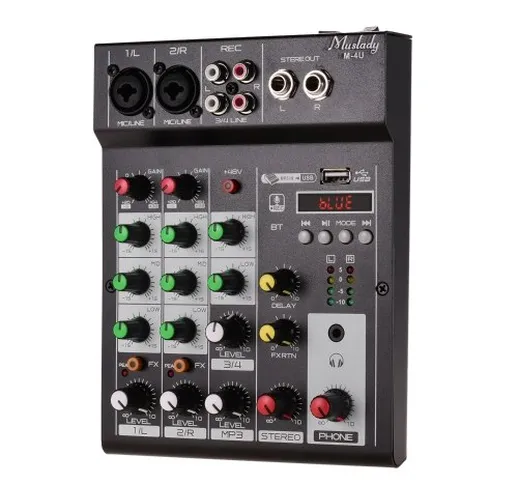 Muslady M-4U Mixer audio digitale per console di missaggio BT a 4 canali portatile