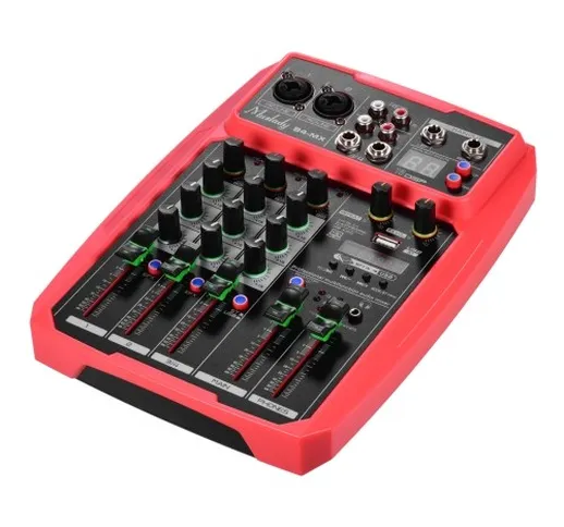 Muslady B4-MX Mixer audio portatile per console di missaggio a 4 canali con scheda audio