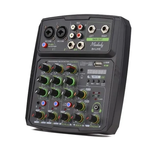 Schermo LED della console di missaggio del mixer audio a 4 canali Muslady