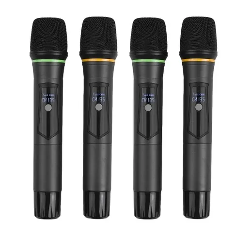 Muslady D4 Professional Sistema microfonico wireless UHF a 4 canali Include 4 microfoni pa...