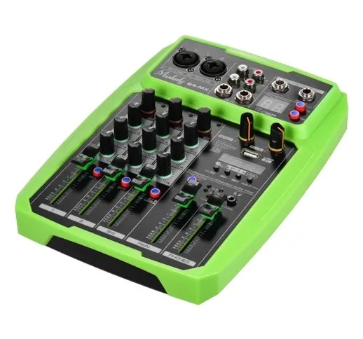 Muslady B4-MX Mixer audio portatile per console di missaggio a 4 canali con scheda audio